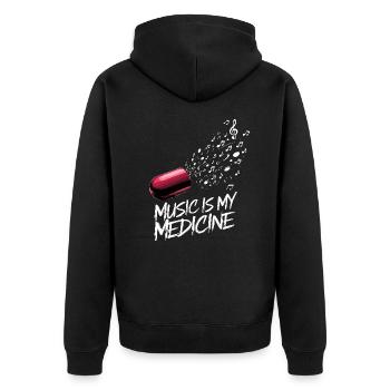 Musik ist meine Medizin für Musikliebhaber - Unisex Premium Bio Zip Hoodie - Schwarz - Hinten - Nico (187cm)