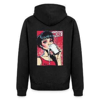 Eine Frau trinkt mehr Milch - Unisex Premium Bio Zip Hoodie - Schwarz - Hinten - Nico (187cm)