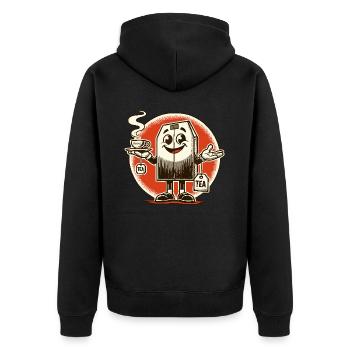 Tea bag with tea cup for tea time - Unisex Premium Organic Zip Hoodie - black - Back - Nico (187cm)
