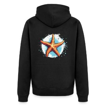 Ein Seestern - Unisex Premium Bio Zip Hoodie - Schwarz - Hinten - Nico (187cm)