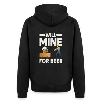 Will Mine Für Bier - Unisex Premium Bio Zip Hoodie - Schwarz - Hinten - Nico (187cm)
