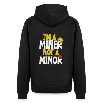 I'm a miner, not a minor - Unisex Premium Organic Zip Hoodie - black - Back - Nico (187cm)