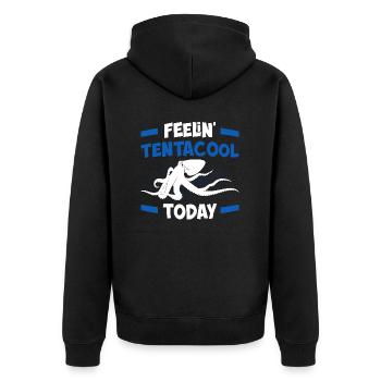 Tentacooles Gefühl Heute - Lustiges - Unisex Premium Bio Zip Hoodie - Schwarz - Hinten - Nico (187cm)