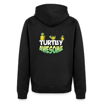 Turtley Awesome - Niedliches Schildkröten-design - Unisex Premium Bio Zip Hoodie - Schwarz - Hinten - Nico (187cm)