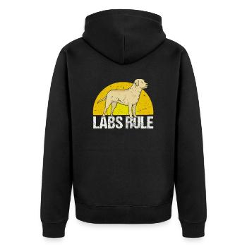 Labs Rule - Labrador Dog Lover Design - Unisex Premium Organic Zip Hoodie - black - Back - Nico (187cm)