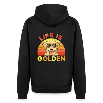 Life is Golden - Joyeux Golden Retriever - Veste à capuche bio Premium Unisexe - noir - Dos - Nico (187cm)