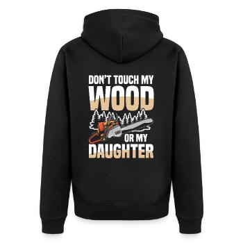 Kettensäge Kettensägen Spruch - Unisex Premium Bio Zip Hoodie - Schwarz - Hinten - Nico (187cm)