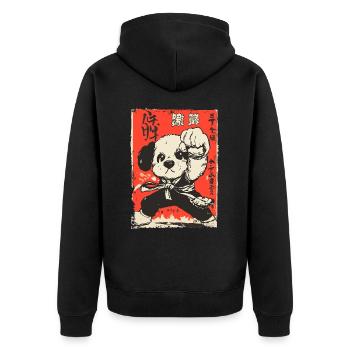 Asiatischer Kampfsport Dojo-Hund - Unisex Premium Bio Zip Hoodie - Schwarz - Hinten - Nico (187cm)