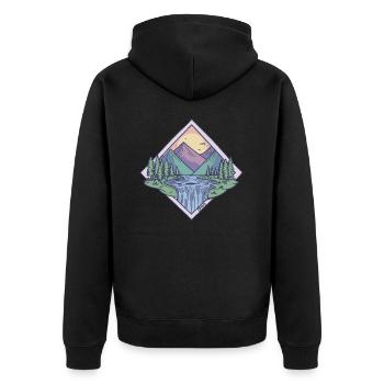trees, forest, valley, river, sky and nature - Unisex Premium Organic Zip Hoodie - black - Back - Nico (187cm)