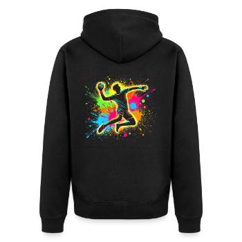 Handball handball players, colorful handball players - Unisex Premium Organic Zip Hoodie - black - Back - Nico (187cm)