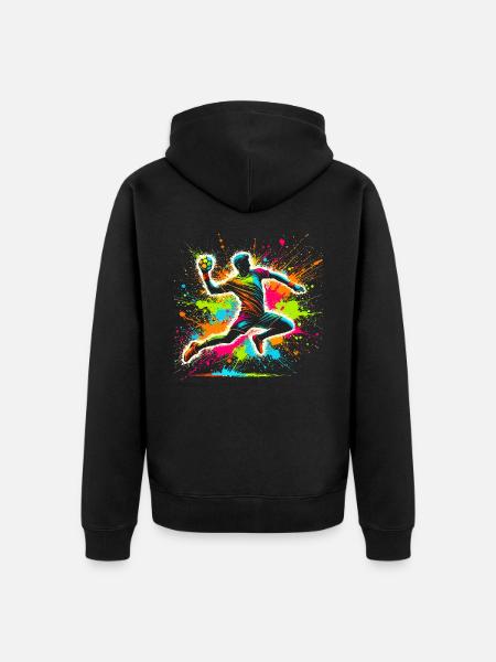 Handball Handballer, bunt Handballspieler - Unisex Premium Bio Zip Hoodie - Schwarz