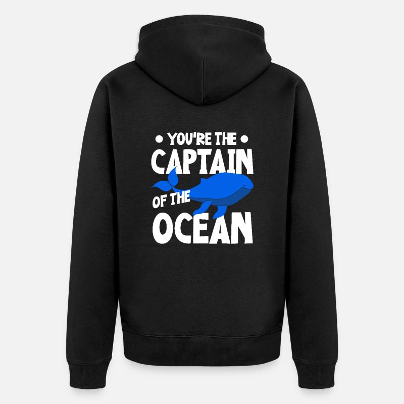 Capitaine de l’Ocean Whale - Veste à capuche bio Premium Unisexe - noir