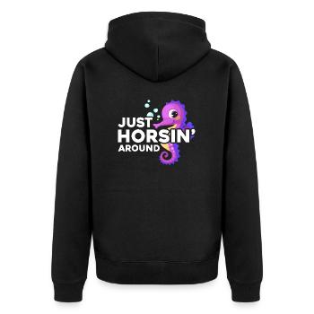 Just Horsin' Around - Seahorse Fun Graphics - Unisex Premium Organic Zip Hoodie - black - Back - Nico (187cm)
