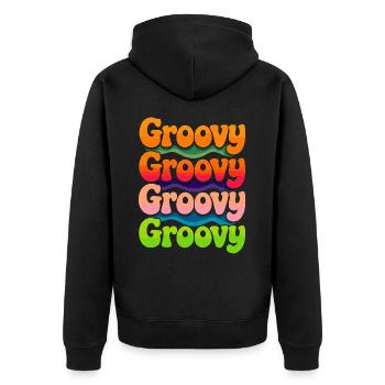 Groovy Hippie 70s 1970s 60s Party - Unisex Premium Organic Zip Hoodie - black - Back - Nico (187cm)