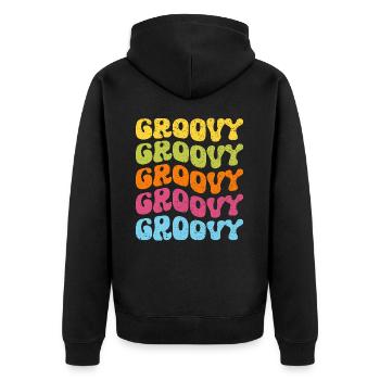 Groovy Hippie 70s 1970s 60s Party - Unisex Premium Organic Zip Hoodie - black - Back - Nico (187cm)