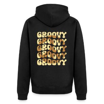 Groovy Hippie 70s 1970s 60s Party - Unisex Premium Organic Zip Hoodie - black - Back - Nico (187cm)