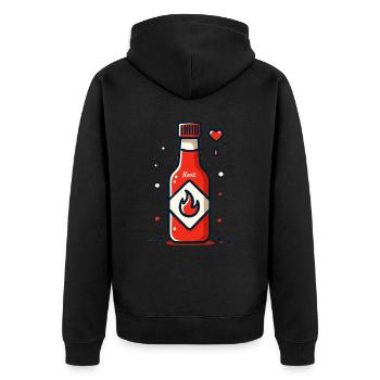 Sauce flambée, piquante et épicée - Veste à capuche bio Premium Unisexe - noir - Dos - Nico (187cm)
