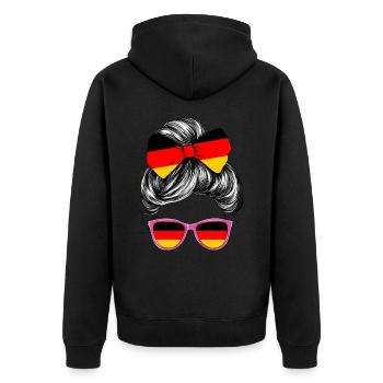Germany Flag Flag Woman Sunglasses Fan - Unisex Premium Organic Zip Hoodie - black - Back - Nico (187cm)