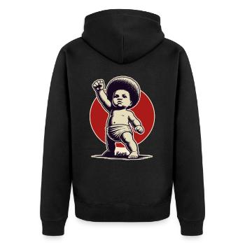 Baby in freedom pose - Unisex Premium Organic Zip Hoodie - black - Back - Nico (187cm)