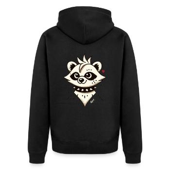 Anarchy Punk Raccoon - Unisex Premium Organic Zip Hoodie - black - Back - Nico (187cm)