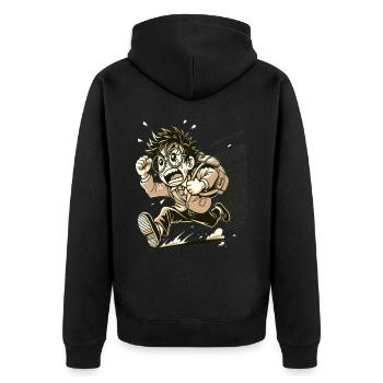 Otaku en colère nerd japonais - Veste à capuche bio Premium Unisexe - noir - Dos - Nico (187cm)