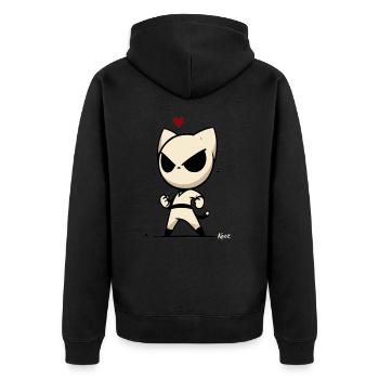 An elegant and stealthy ninja cat - Unisex Premium Organic Zip Hoodie - black - Back - Nico (187cm)