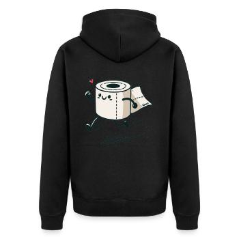 Quick Emergency Toilet Paper - Unisex Premium Organic Zip Hoodie - black - Back - Nico (187cm)
