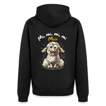 Mi Mi Mi Mi Miii - Funny Sheep Design - Unisex Premium Organic Zip Hoodie - black - Back - Nico (187cm)