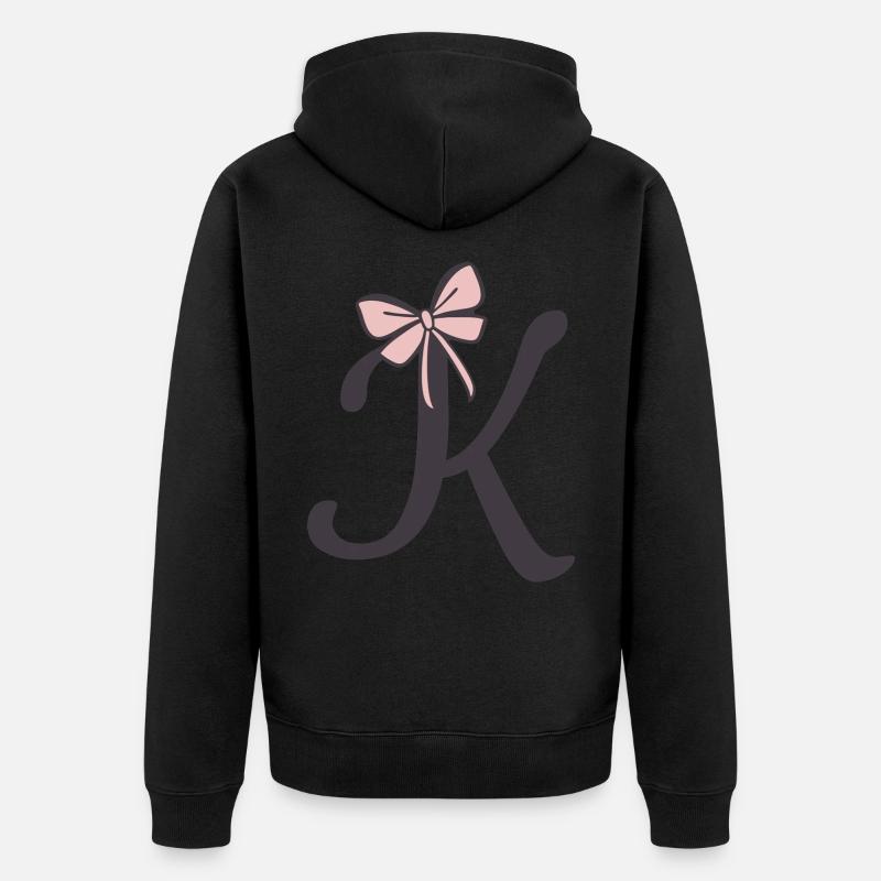 Anfangsbuchstabe K Schleifchen - Unisex Premium Bio Zip Hoodie - Schwarz