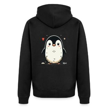 Einfach niedlich, Süßer kleiner Pinguin - Unisex Premium Bio Zip Hoodie - Schwarz - Hinten - Nico (187cm)