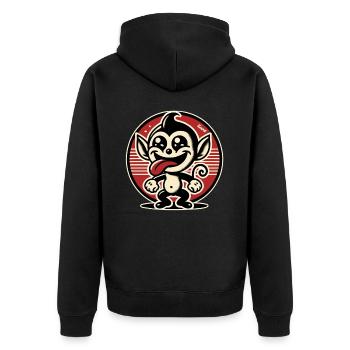 Cheerful little rascal monkey - Unisex Premium Organic Zip Hoodie - black - Back - Nico (187cm)