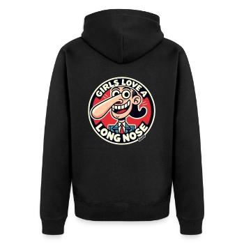 Girls love a long nose - Unisex Premium Organic Zip Hoodie - black - Back - Nico (187cm)