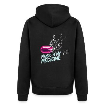 Musik ist meine Medizin für Musikliebhaber - Unisex Premium Bio Zip Hoodie - Schwarz - Hinten - Nico (187cm)