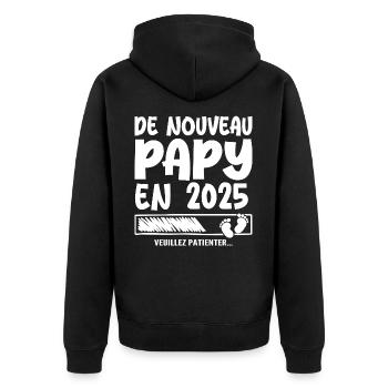 2025 wieder Opa - Unisex Premium Bio Zip Hoodie - Schwarz - Hinten - Nico (187cm)