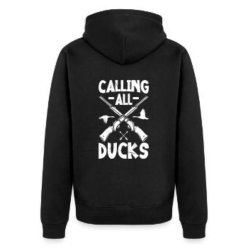 Calling All Ducks - Unisex Premium Organic Zip Hoodie - black - Back - Nico (187cm)