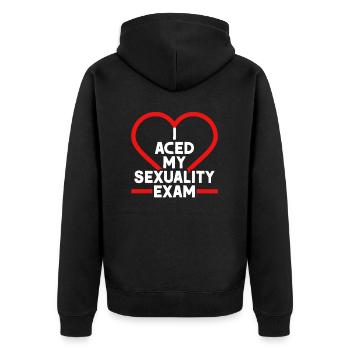 J’ai réussi mon test de sexualité - Veste à capuche bio Premium Unisexe - noir - Dos - Nico (187cm)