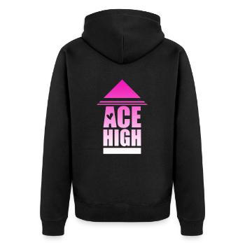Acehigh - Unisex Premium Organic Zip Hoodie - black - Back - Nico (187cm)