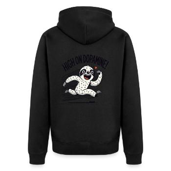Running sloth full on dopamine - Unisex Premium Organic Zip Hoodie - black - Back - Nico (187cm)