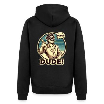 Thumbs up guy, cool guy calls all people guy guy - Unisex Premium Organic Zip Hoodie - black - Back - Nico (187cm)