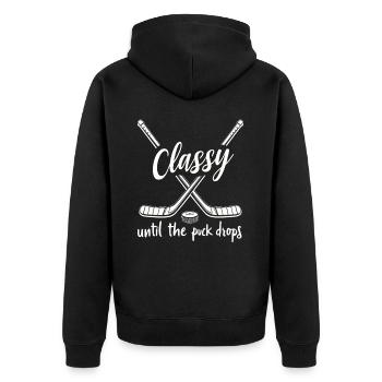 Les amateurs de hockey ont de la classe jusqu’à ce que la rondelle tombe - Veste à capuche bio Premium Unisexe - noir - Dos - Nico (187cm)