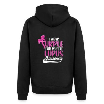 Je porte du violet pour moi-même Conscience du lupus - Veste à capuche bio Premium Unisexe - noir - Dos - Nico (187cm)