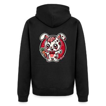 Zombie-Hase mit Gehirn und Karotte - Unisex Premium Bio Zip Hoodie - Schwarz - Hinten - Nico (187cm)