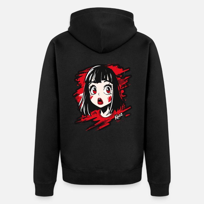 Fille de dessin animé - Veste à capuche bio Premium Unisexe - noir