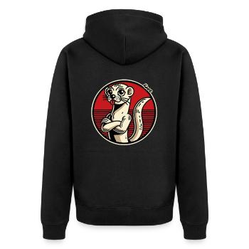 Cheeky weasel sticks out his tongue - Unisex Premium Organic Zip Hoodie - black - Back - Nico (187cm)