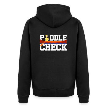 Paddel-check - Unisex Premium Bio Zip Hoodie - Schwarz - Hinten - Nico (187cm)