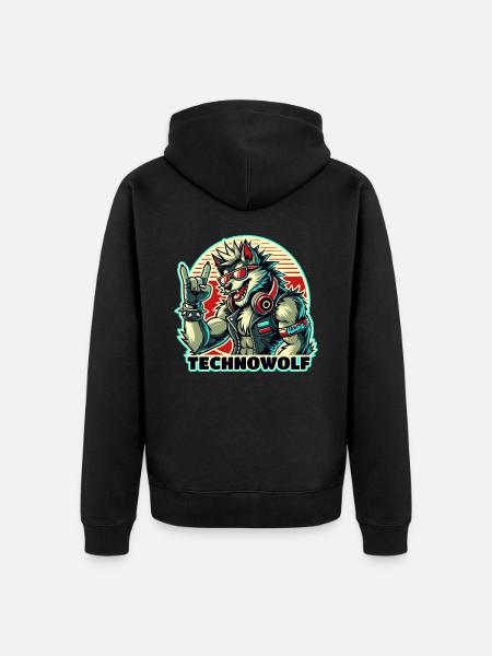 Techno-Wolf: Electronic Music Beats - Unisex Premium Organic Zip Hoodie - black