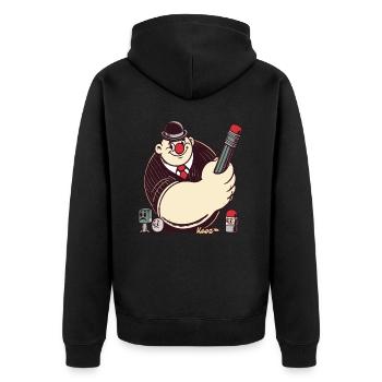 Dessin animé rétro homme avec un gros stylo - Veste à capuche bio Premium Unisexe - noir - Dos - Nico (187cm)