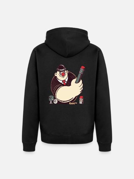 Uomo dei cartoni animati retrò con grande penna - Felpa con cappuccio ecologica premium unisex - nero