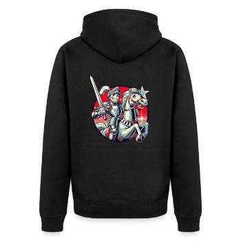 Mittelalterlicher Ritter auf seinem Pferd - Unisex Premium Bio Zip Hoodie - Schwarz - Hinten - Nico (187cm)