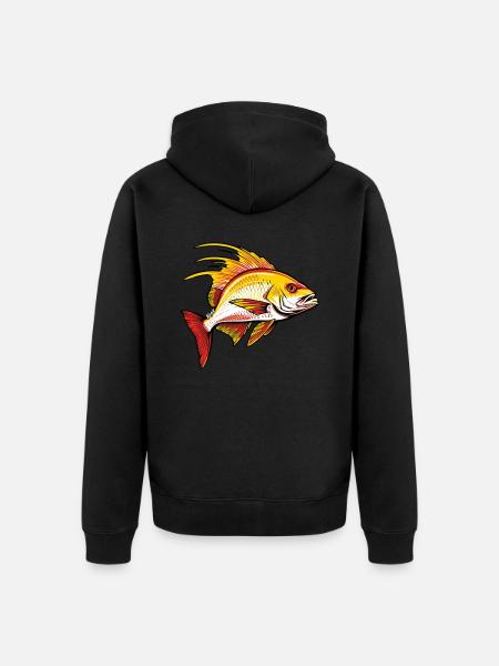 Red and golden fish - Unisex Premium Organic Zip Hoodie - black